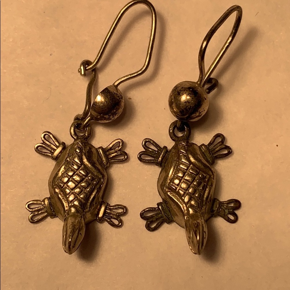 Sterling Silver handmade sea turtle earrings